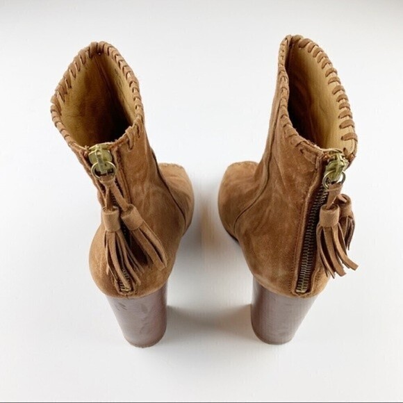 River Island Yalena Brown Suede Peep Toe Block Heel Booties Size 8 - Picture 4 of 13